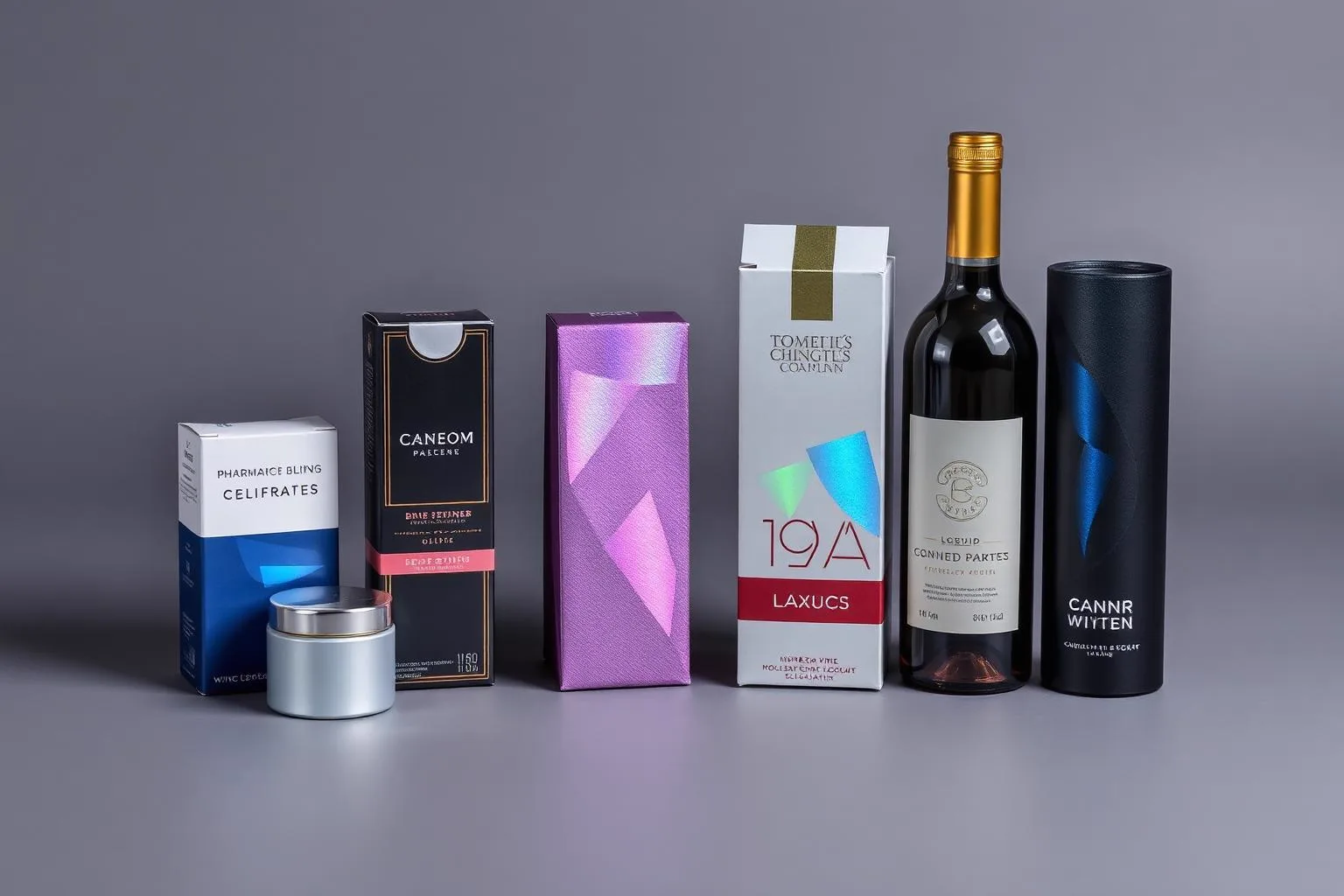 Pharma carton, vape band, cosmetics carton and wine label decorated with holographic security cold foil