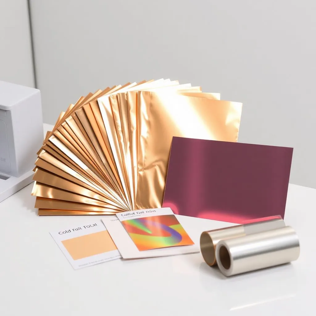 Cold foil swatch book for gold silver holographic and specialty foil selection