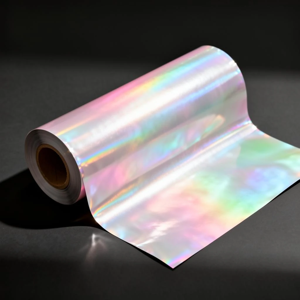 Iridescent cold foil swatch for labels