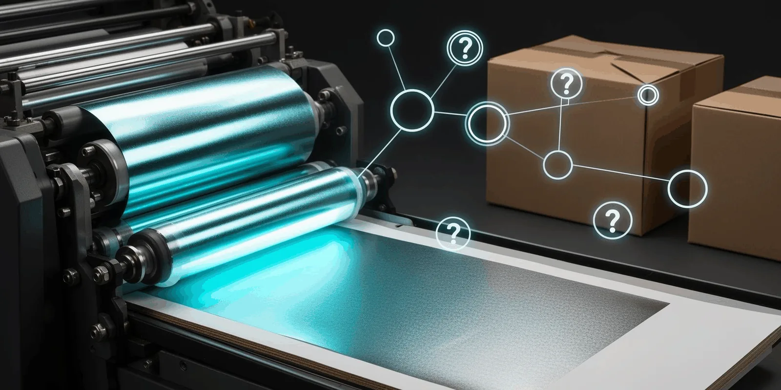 Cold foil stamping process map with UV adhesive transfer, metallic foil application, curing, and inspection checkpoints