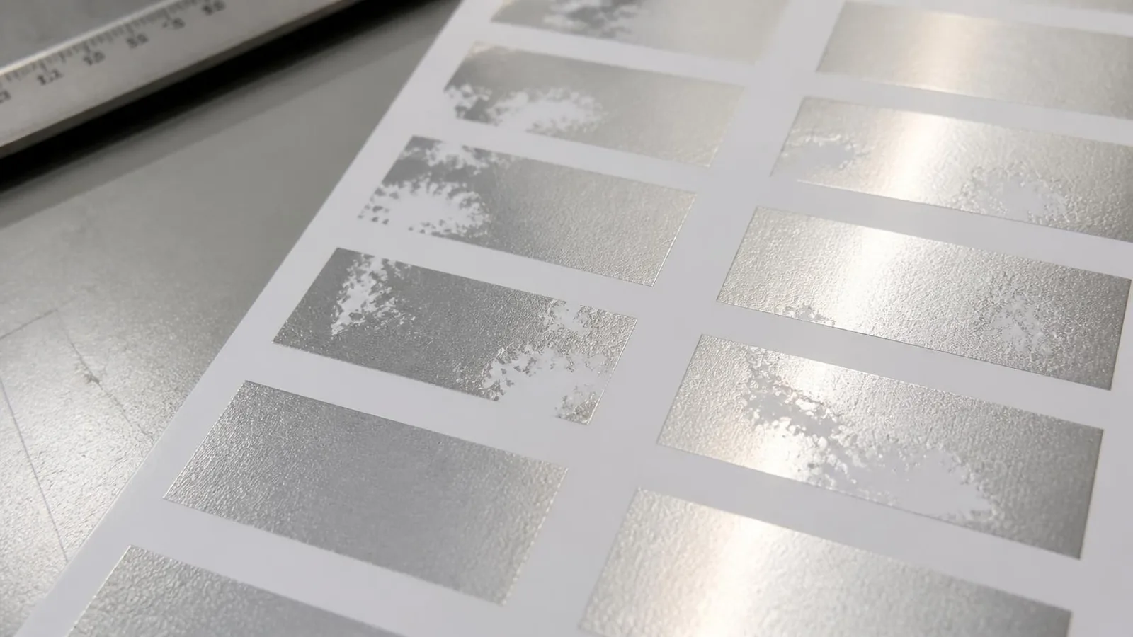 Incomplete cold foil transfer defect on packaging proof