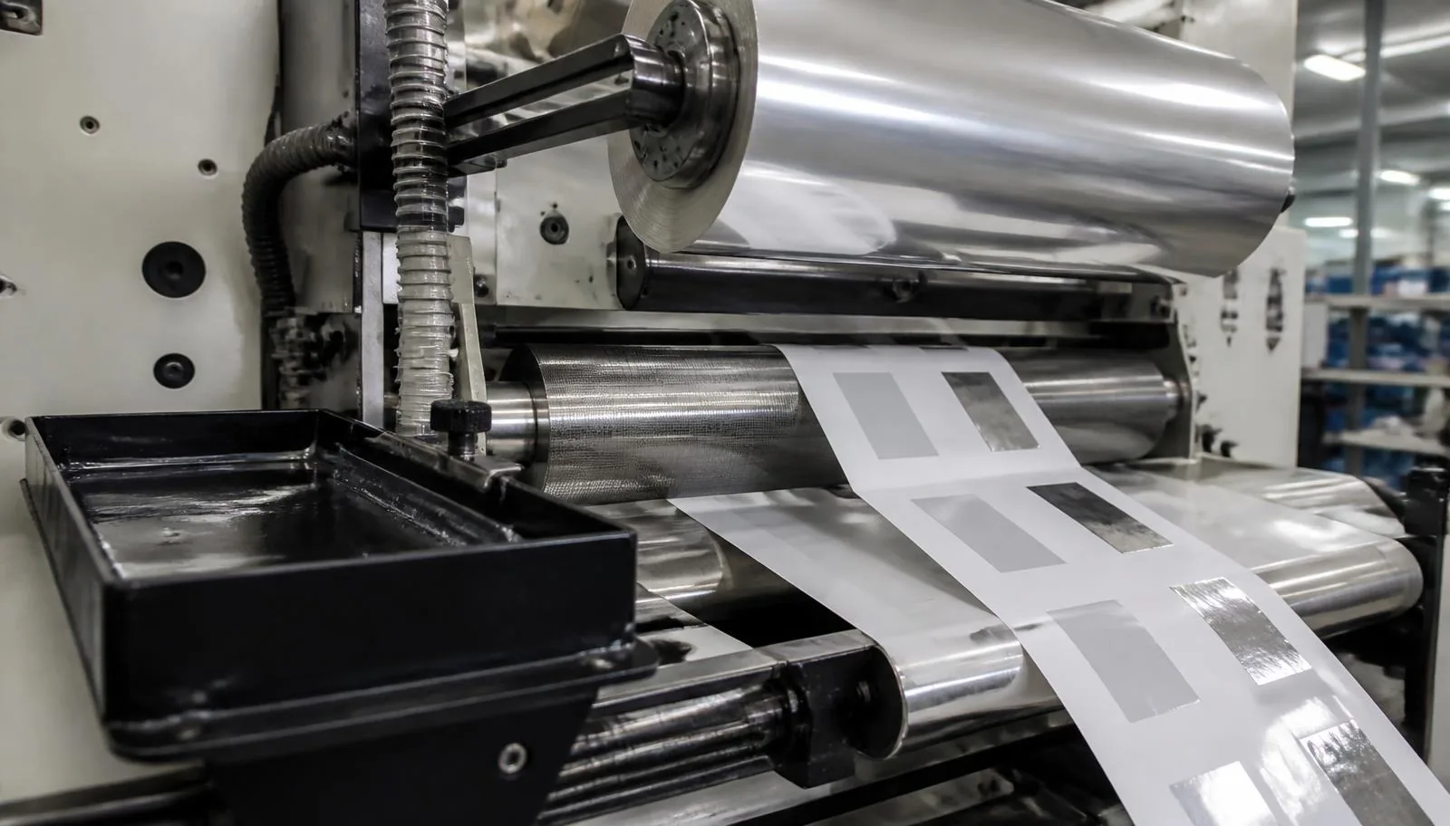 UV adhesive and anilox setup for cold foil transfer